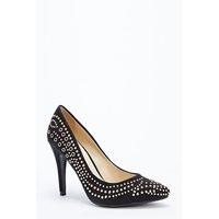 suedette studded court heels