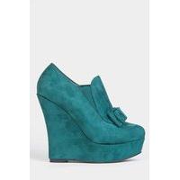 Suedette Bow Ankle Wedge Platform Shoes