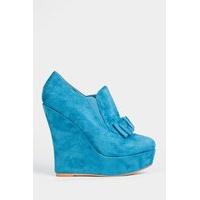 suedette bow ankle wedge platform shoes