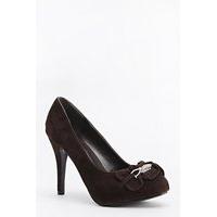 suedette ruffled court heels