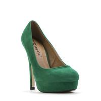 Suedette Green Court Heels