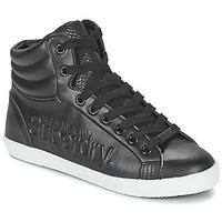 superdry super sleek logo hi womens shoes high top trainers in black