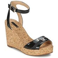 supertrash st logo wedge womens sandals in black