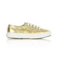 superga gold metallic lace up trainer