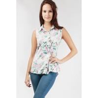 summer floral sateen sless shirt