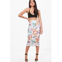 Summer Floral Midi Skirt - ivory