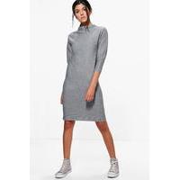 super soft rib knit midi dress grey