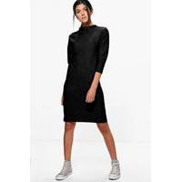 Super Soft Rib Knit Midi Dress - black