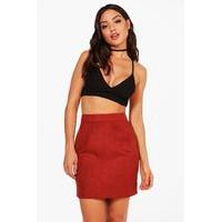 Suedette A Line Mini Skirt - terracotta