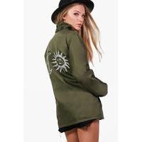 sun moon back festival jacket khaki