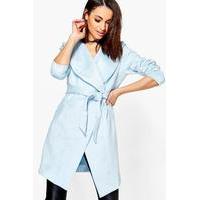 suedette over sized collar duster blue