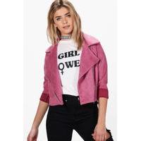 Suedette Biker Jacket - wine