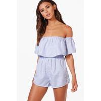 summer frill sleeve off the shoulder playsuit multi