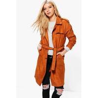 Suedette Belted Trench - tan