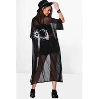 Sun & Moon Mesh Kimono - black