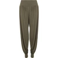 sue basic elasticated harem pants green