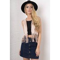 suede fringes waistcoat in beige