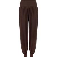 Sue Basic Elasticated Harem Pants - Dark Brown