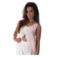 sugar lace trim vest top in pink