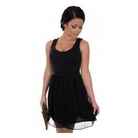 Suri Chiffon Cut Out Heart Back Skater Dress In Black