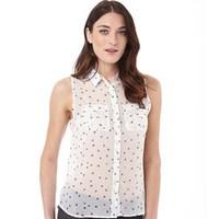 Superdry Womens Sleeveless Chiffon Sheer Shirt Scatter Star