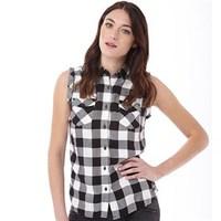 superdry womens sleeveless boyfriend shirt mono gingham