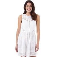 Superdry Womens Lace Panel Skater Dress Optic White