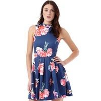 superdry womens premium suba dress watercolour collage navy