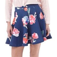 superdry womens premium scuba skater skirt watercolour collage navy