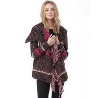 Superdry Womens Avoriaz Tassel Cardigan Chocolate Nep