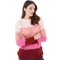 Superdry Womens Super Stripe Knit Jumper Burgundy