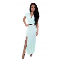 Summer Love Wrap Front Side Split Maxi Dress In Powder Blue