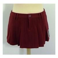 Superdry Size L Burgundy Pleated Wool Tweed Cheerleader Skirt