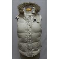superdry jpn gilet jacket size medium white with brown fur trim