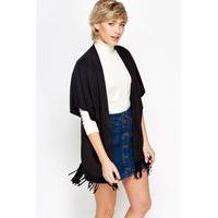 Suedette Fringed Crop Sleeve Jacket