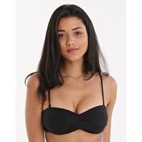 Summer Solids Twist Bandeau Top - Black