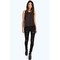 Super Skinny Slit Leg Tube Jeans - black