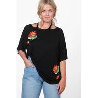 suzie floral cut out t shirt black