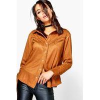 Suedette Western Shirt - tan