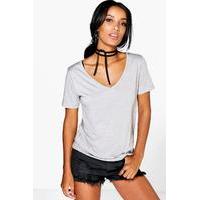 supersoft v neck tee grey marl