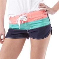 Superdry Womens Cali Stripe Board Shorts Fluro Coral