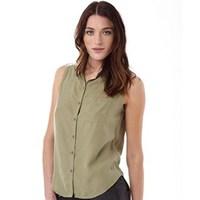 superdry womens sleeveless lace shirt washed khaki