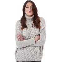 superdry womens cable crew jumper grey marl