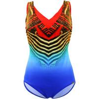 sunflair 1 piece multicolor d cup tummy control red blue womens swimsu ...