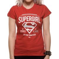 Supergirl - Stronger Faster Women\'s X-Large Fitted T-Shirt - Red