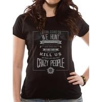 Supernatural - Crazy People (Fitted) Black Small