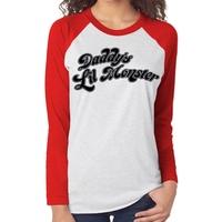 suicide squad daddys little monster womens xx large baseball tee white