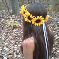 Sunflower Crown, Big Sunflower Headband Sunflower Halo, Sunflower Hair wreath, Sunflower Headpiece, Fall Flower crow