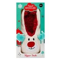 Sweet Snuggles Christmas Reindeer Slipper Socks M/L