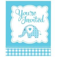 Sweet Baby Boy Elephant Invitations